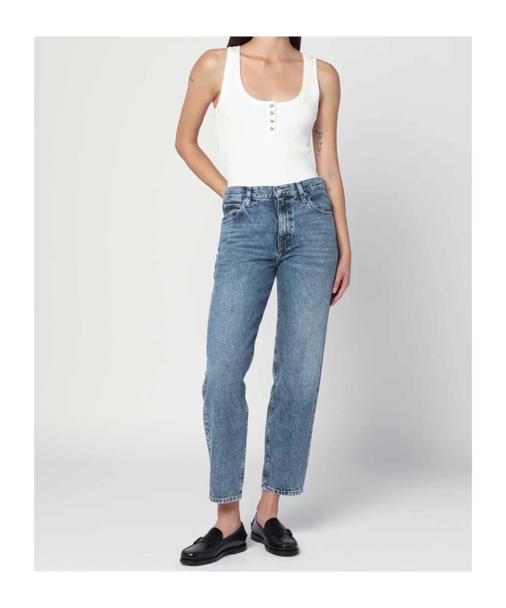 Frame Mid-Rise Straight-Leg Jeans
