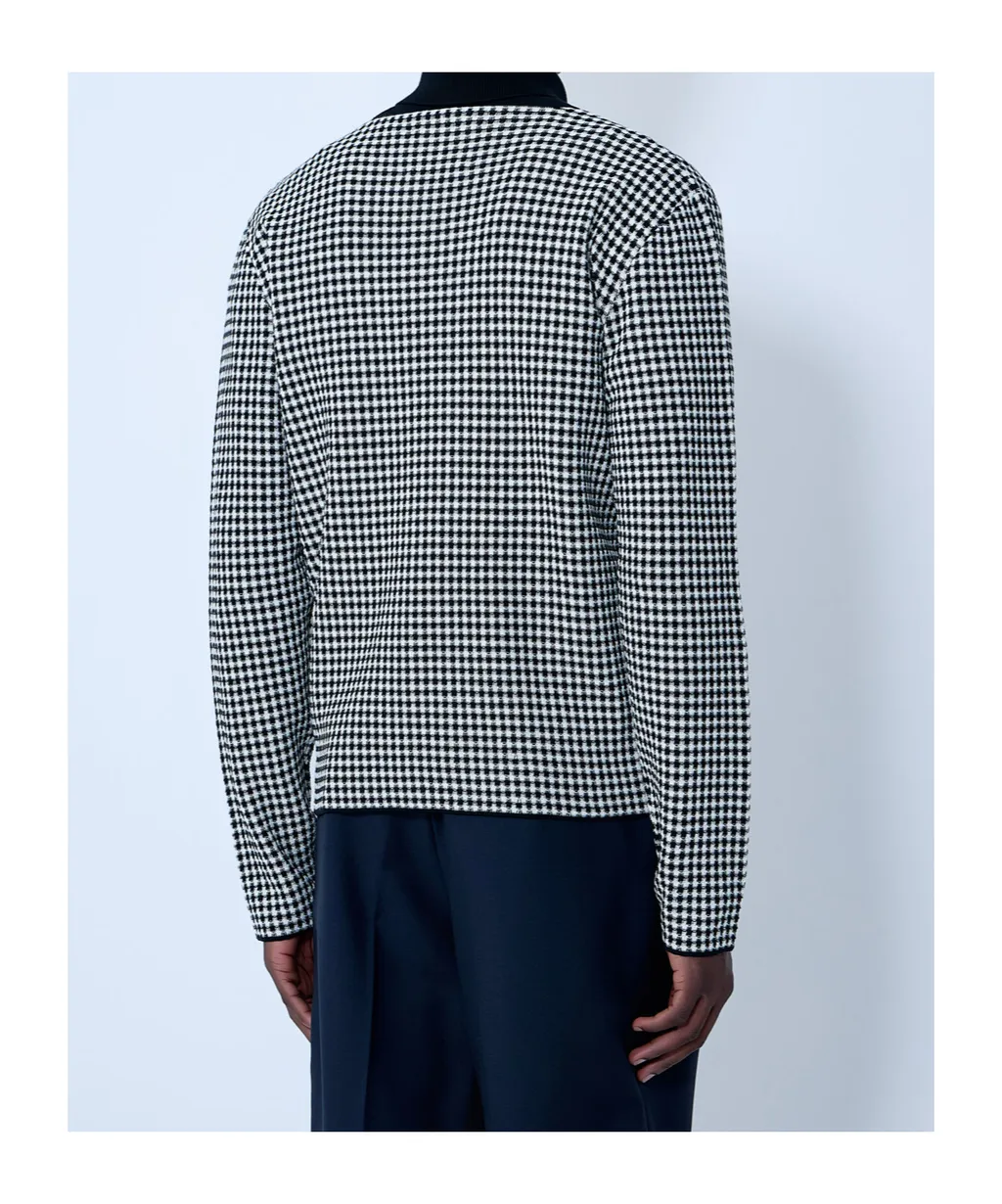 Jil Sander Houndstooth Pointed Collar Zip-Up Shirt