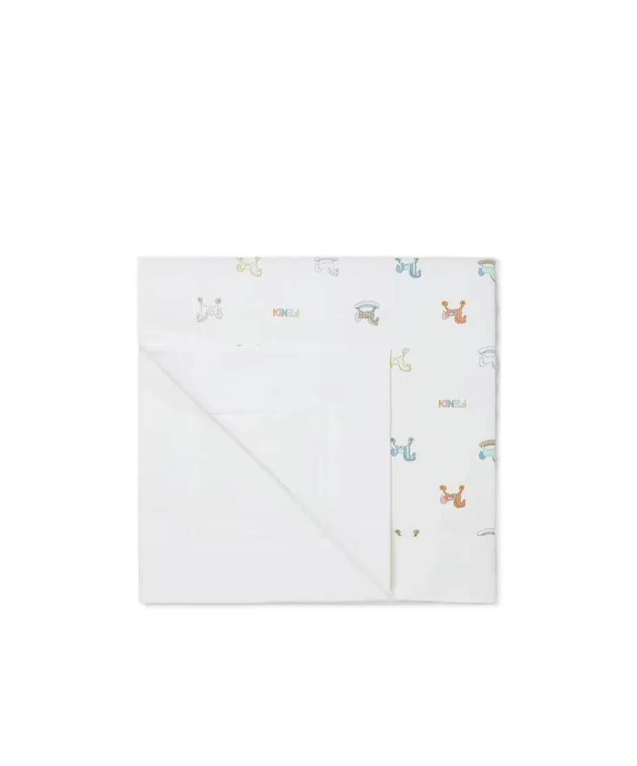 Copertina Baby In Popeline Bianco E Logo Multicolor
