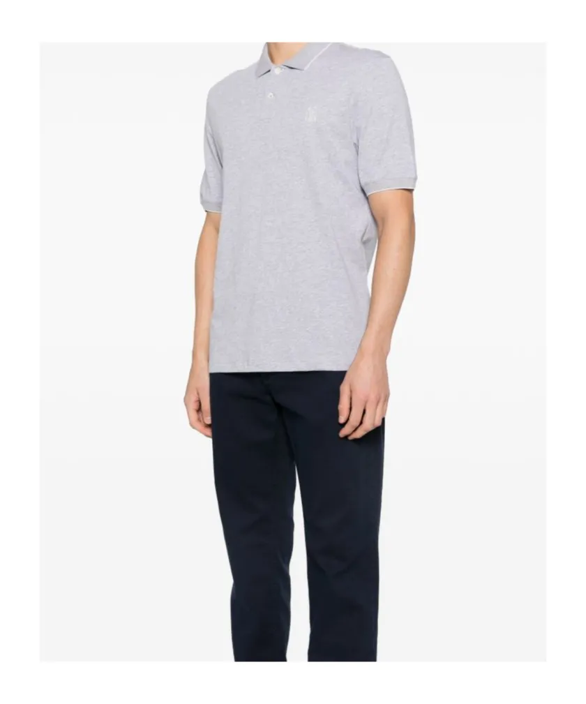 Brunello Cucinelli Logo-Embroidered Short-Sleeved Polo Shirt