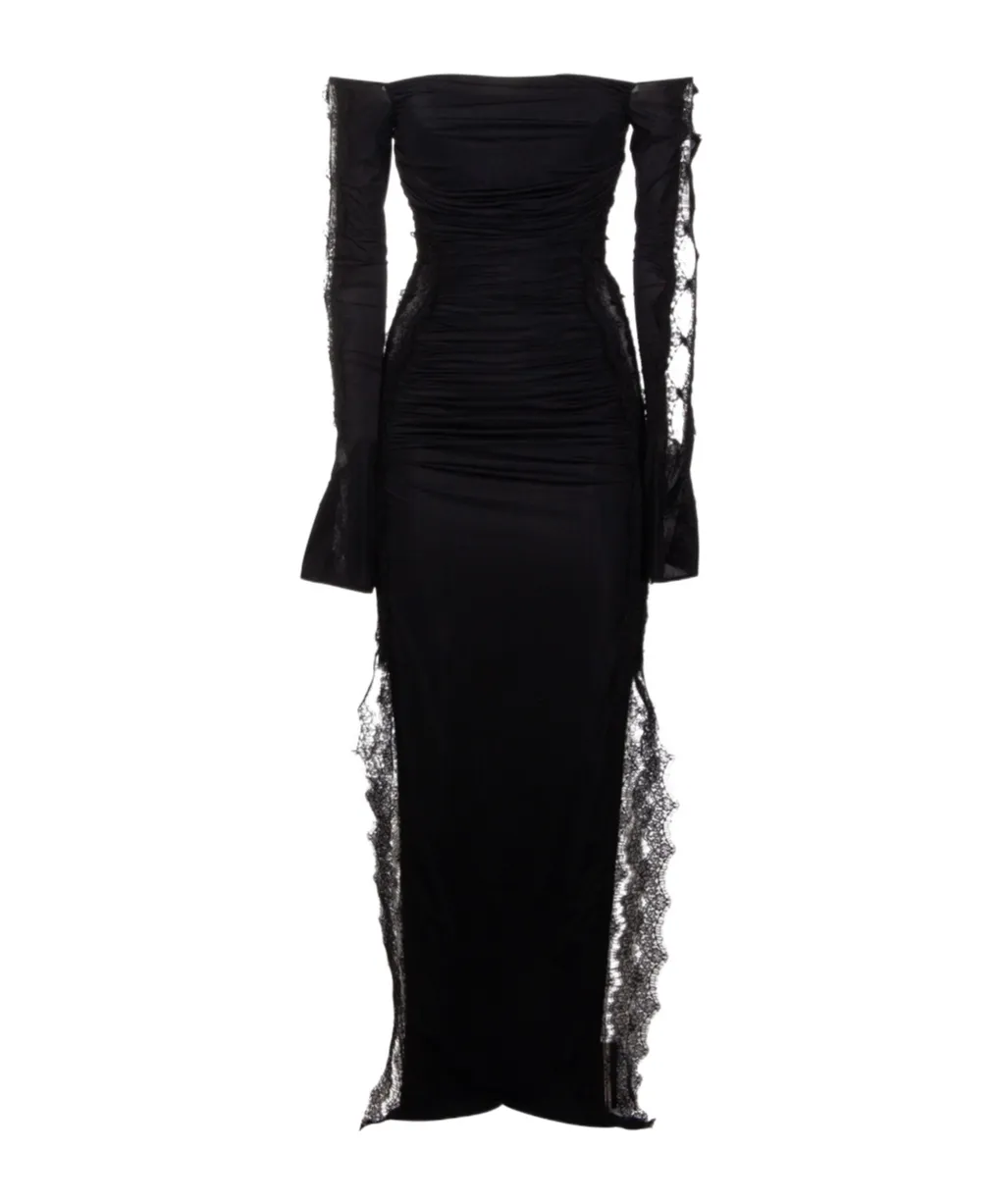 Blumarine Lace-Detailed Ruched Dress