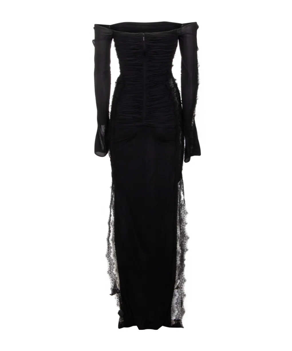 Blumarine Lace-Detailed Ruched Dress