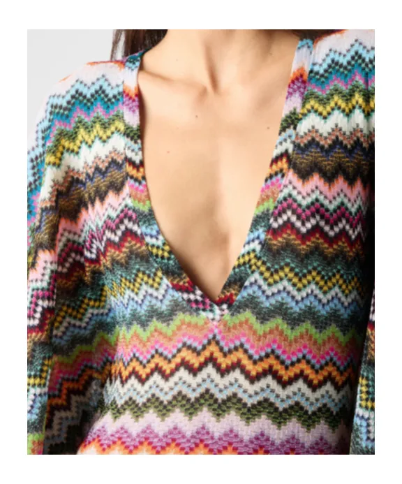 Missoni Micro Pixel-Effect Zigzag Pattern Long Caftan