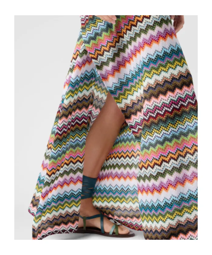 Missoni Micro Pixel-Effect Zigzag Pattern Long Caftan