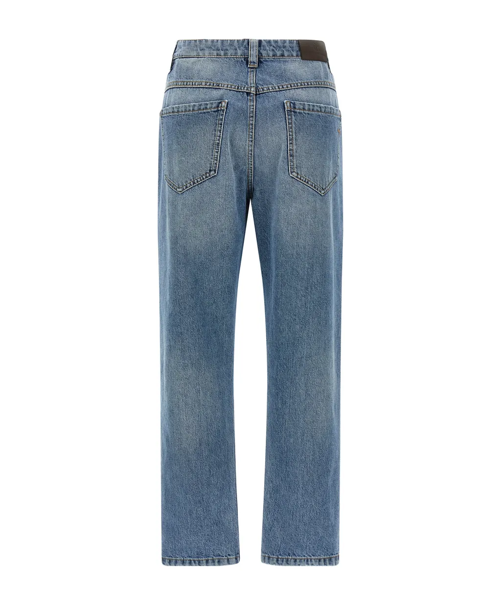 Brunello Cucinelli Logo Patch Straight Leg Jeans