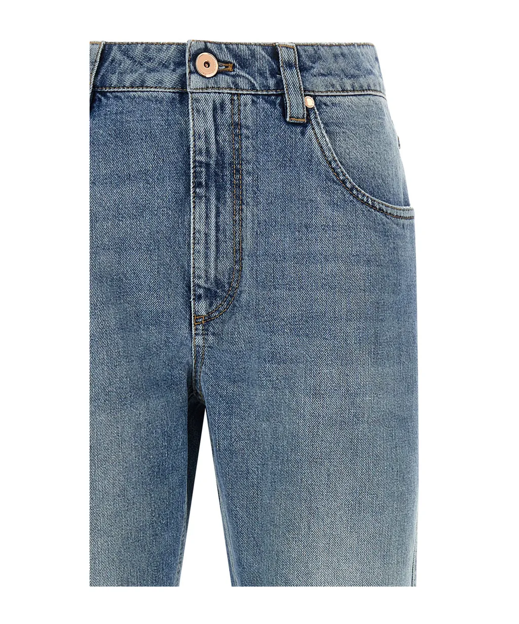Brunello Cucinelli Logo Patch Straight Leg Jeans