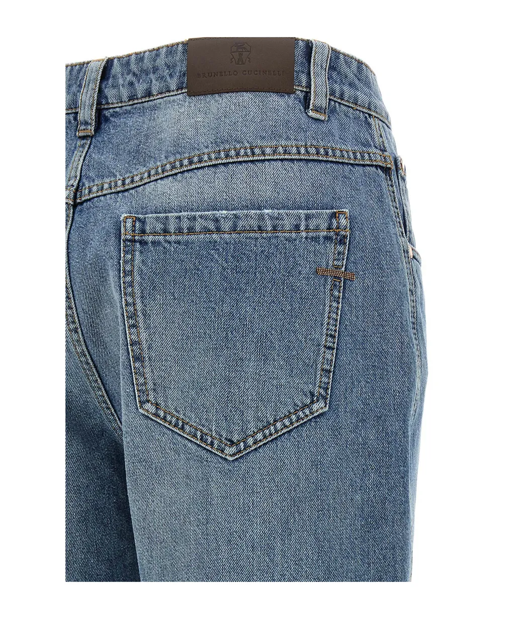 Brunello Cucinelli Logo Patch Straight Leg Jeans