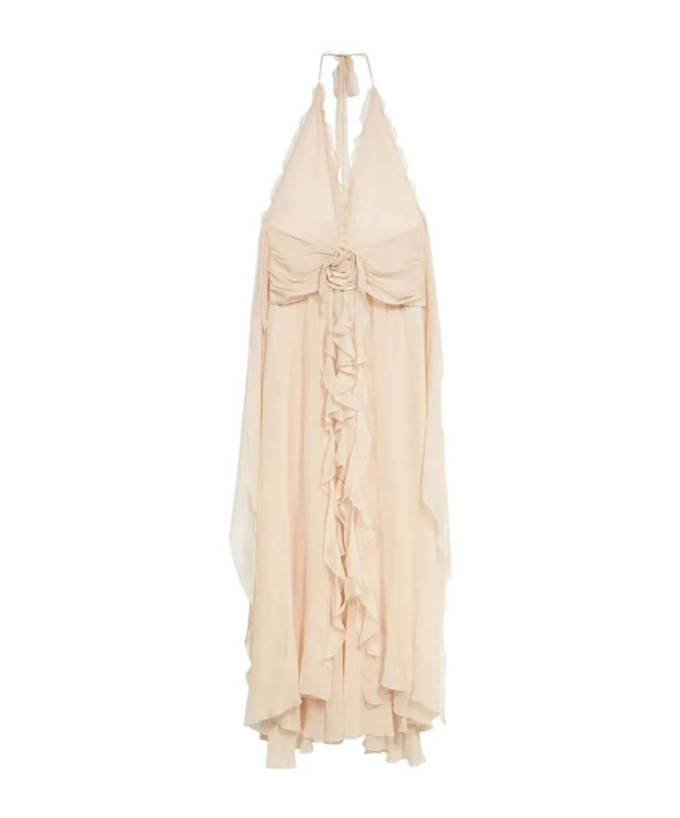Blumarine V-Neck Open-Back Dress