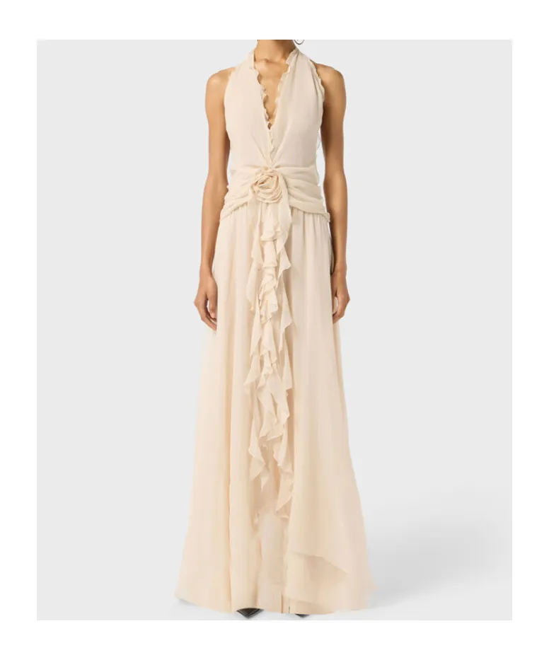 Blumarine V-Neck Open-Back Dress