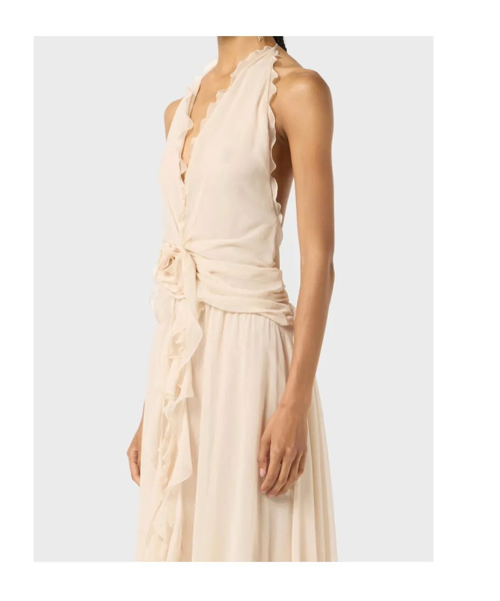 Blumarine V-Neck Open-Back Dress
