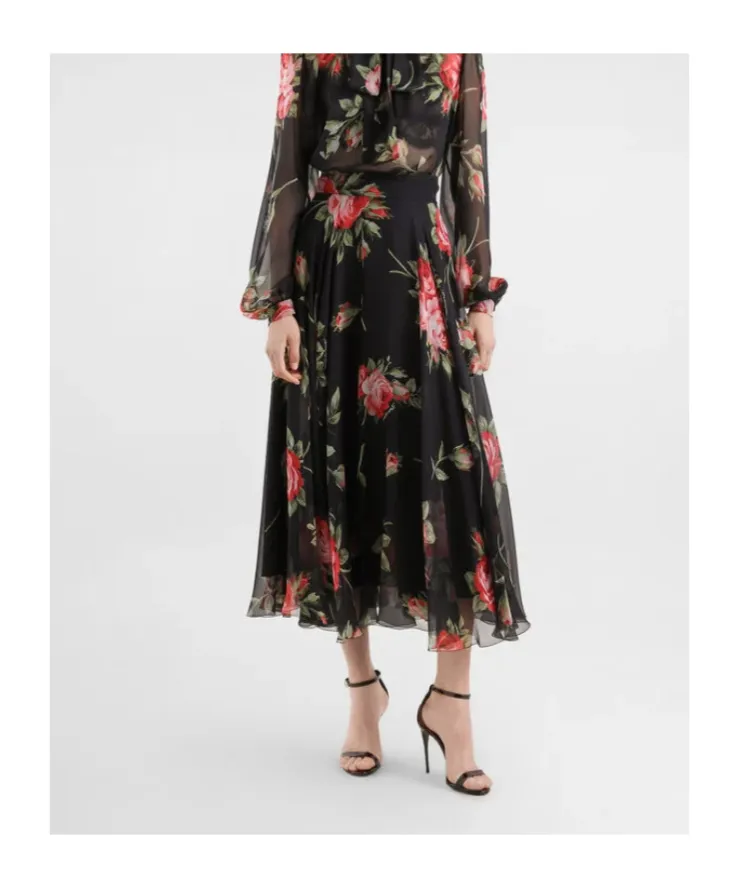 Dolce & Gabbana Floral Printed Midi Skirt