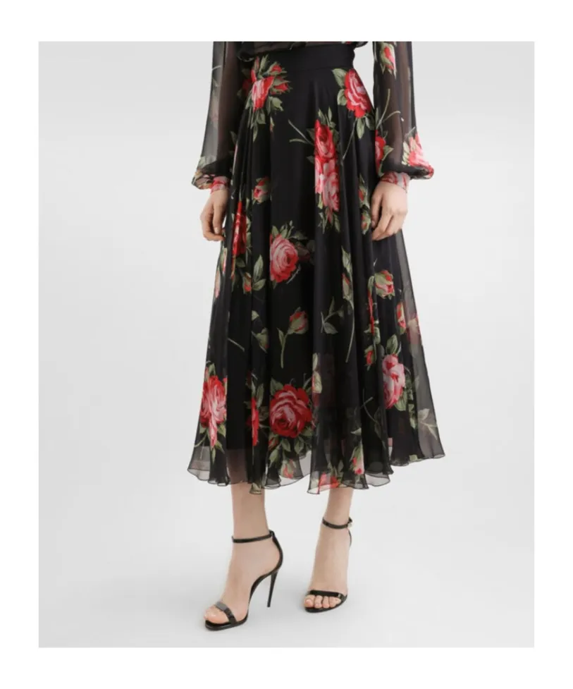 Dolce & Gabbana Floral Printed Midi Skirt