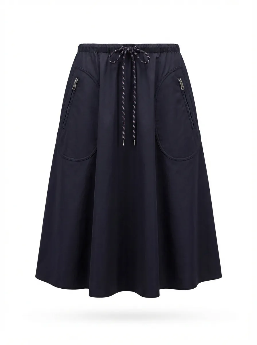 Moncler Drawstring Zip-Pocket Skirt