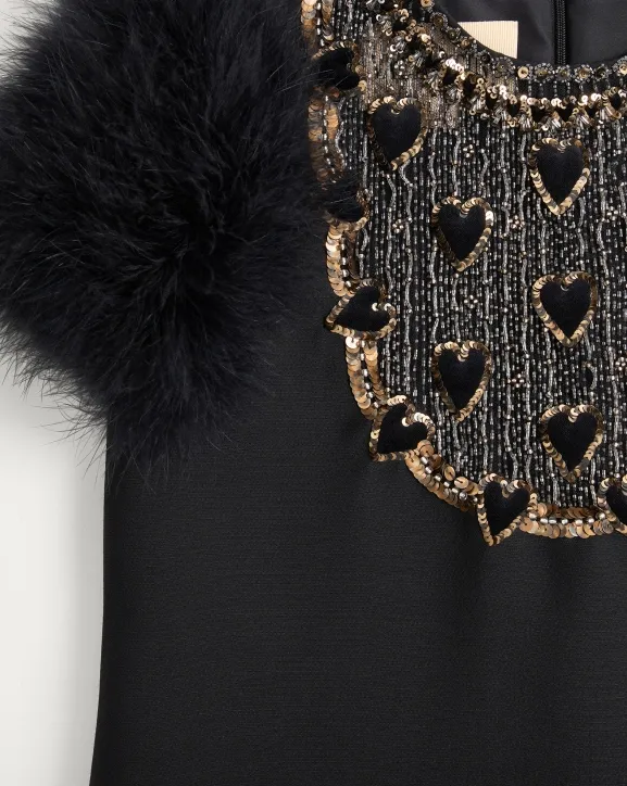 Embroidered-Hearts Mini Dress