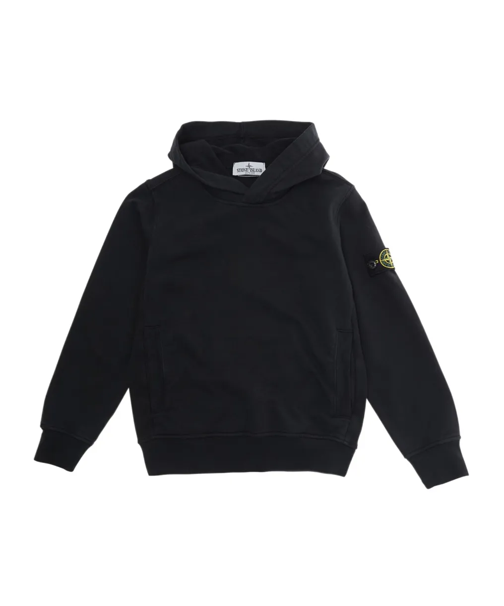 Stone Island Junior Long Sleeved Logo Patch Hoodie