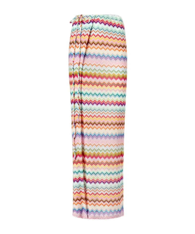 Missoni Pixel-Effect Zigzag Pattern Long Pareo Skirt