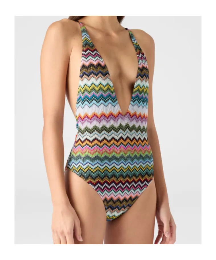 Missoni Pixel-Effect Zigzag Pattern One-Piece Swimsuit