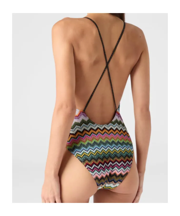 Missoni Pixel-Effect Zigzag Pattern One-Piece Swimsuit