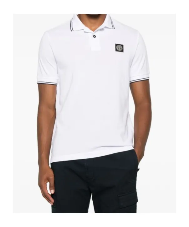 Stone Island Logo Patch Short-Sleeved Polo Shirt