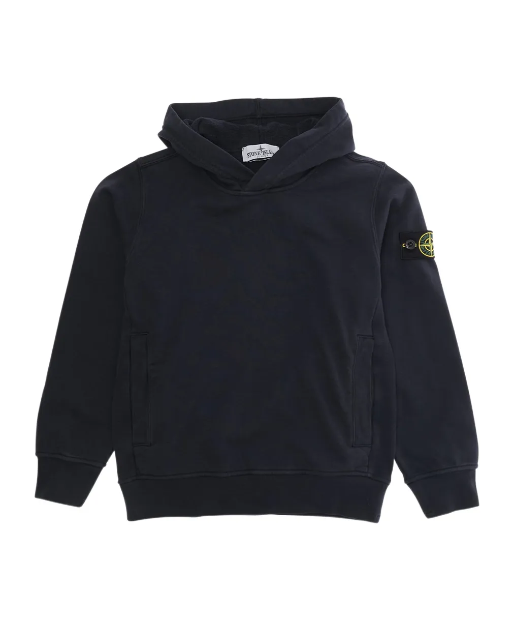Stone Island Junior Long Sleeved Logo Patch Hoodie