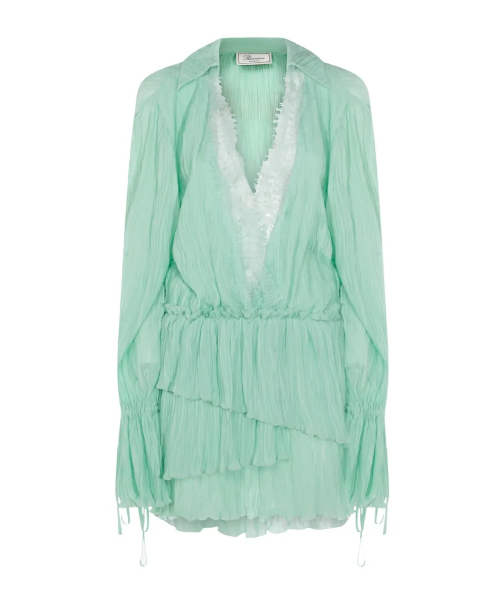 Blumarine Long-Sleeved V-Neck Dress
