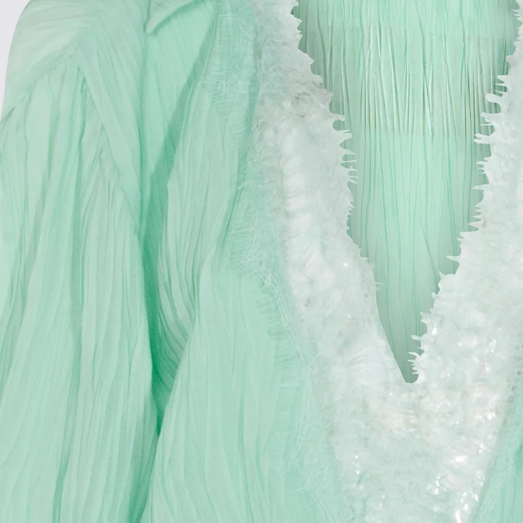 Blumarine Long-Sleeved V-Neck Dress