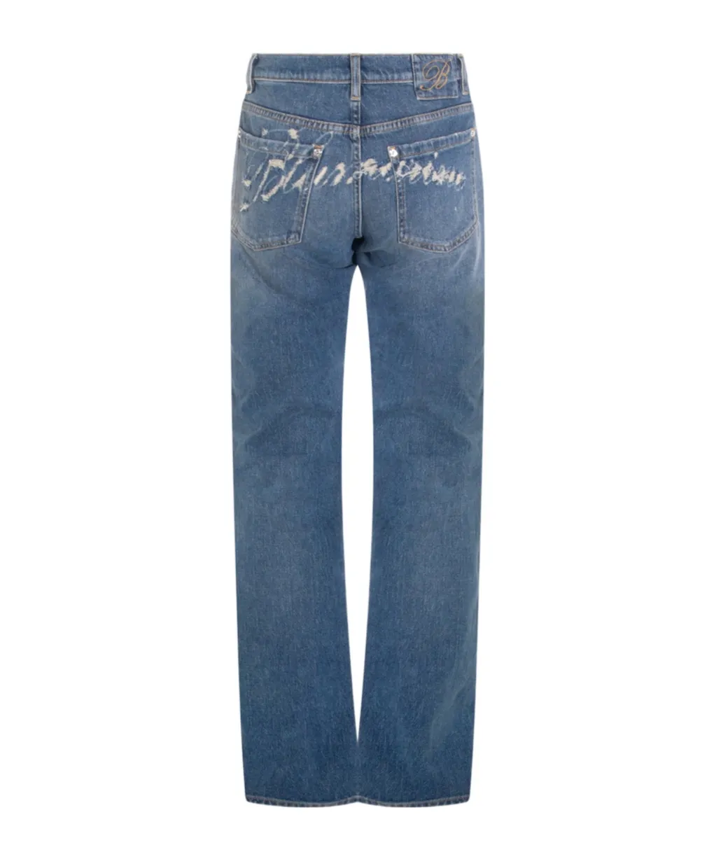 Blumarine Straight-Leg Distressed Jeans