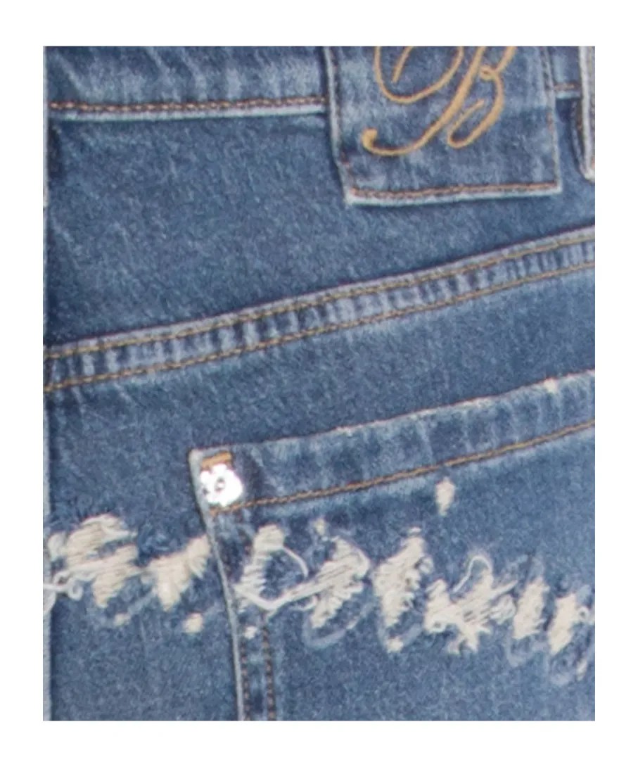 Blumarine Straight-Leg Distressed Jeans