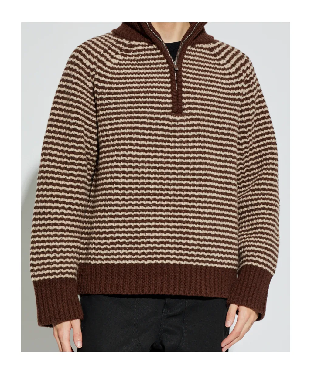 Bristol Striped Zip-Neck Sweater