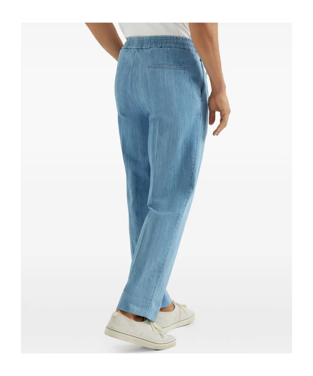 Brunello Cucinelli Double Pleats Lightweight Denim Trousers