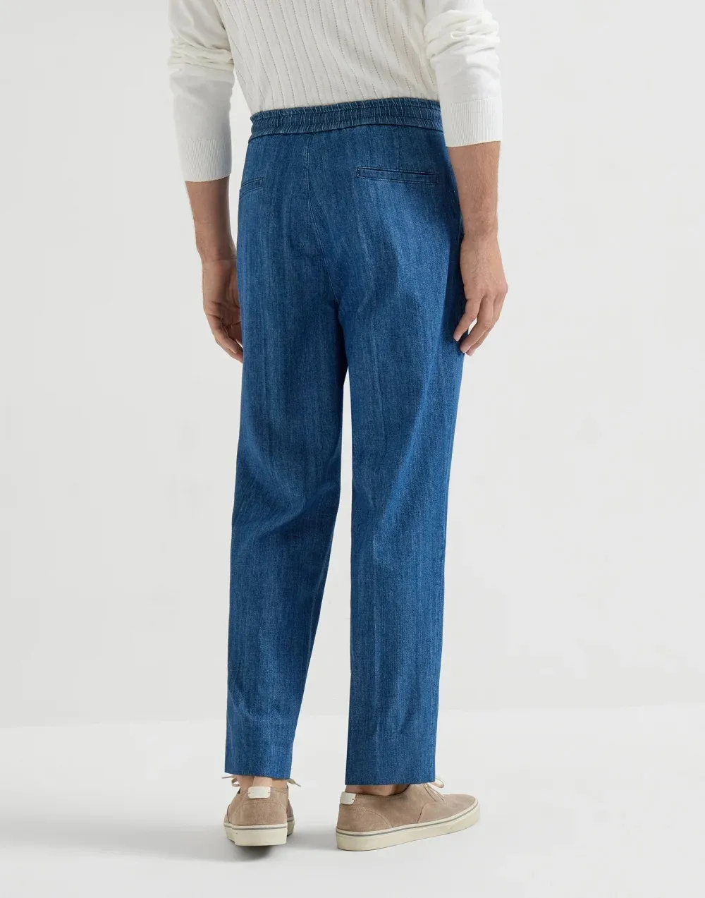 Brunello Cucinelli Double Pleats Lightweight Denim Trousers