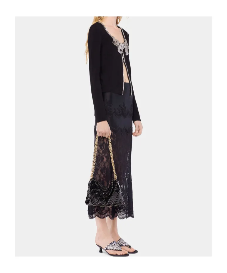 Rabanne Scalloped Lace Midi Skirt