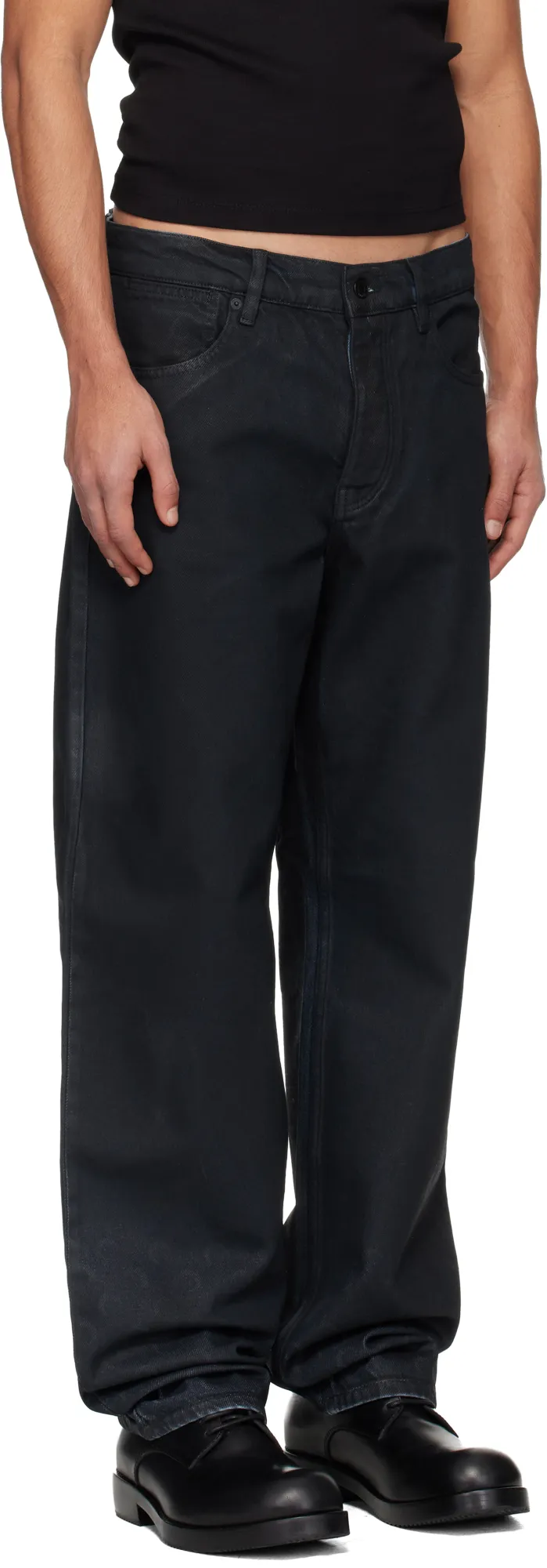 Marine Serre Moon Waxed Denim Straight Jeans
