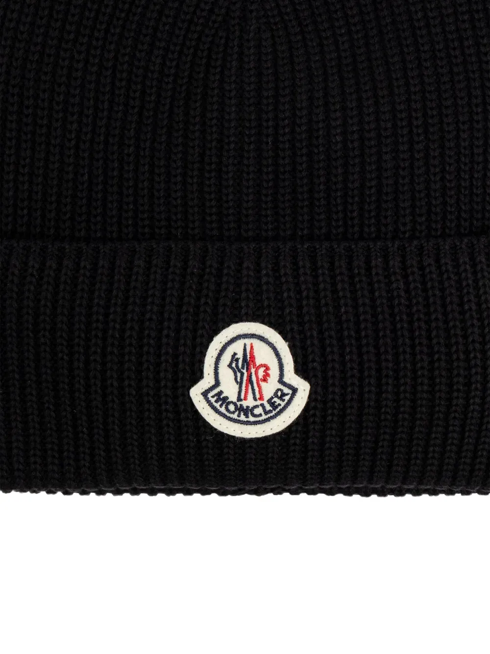 Moncler Logo Patch Ribbed Beanie