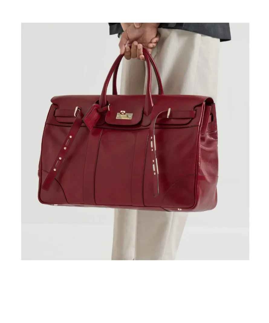 Burnished Finish Leather Holdalls Bag