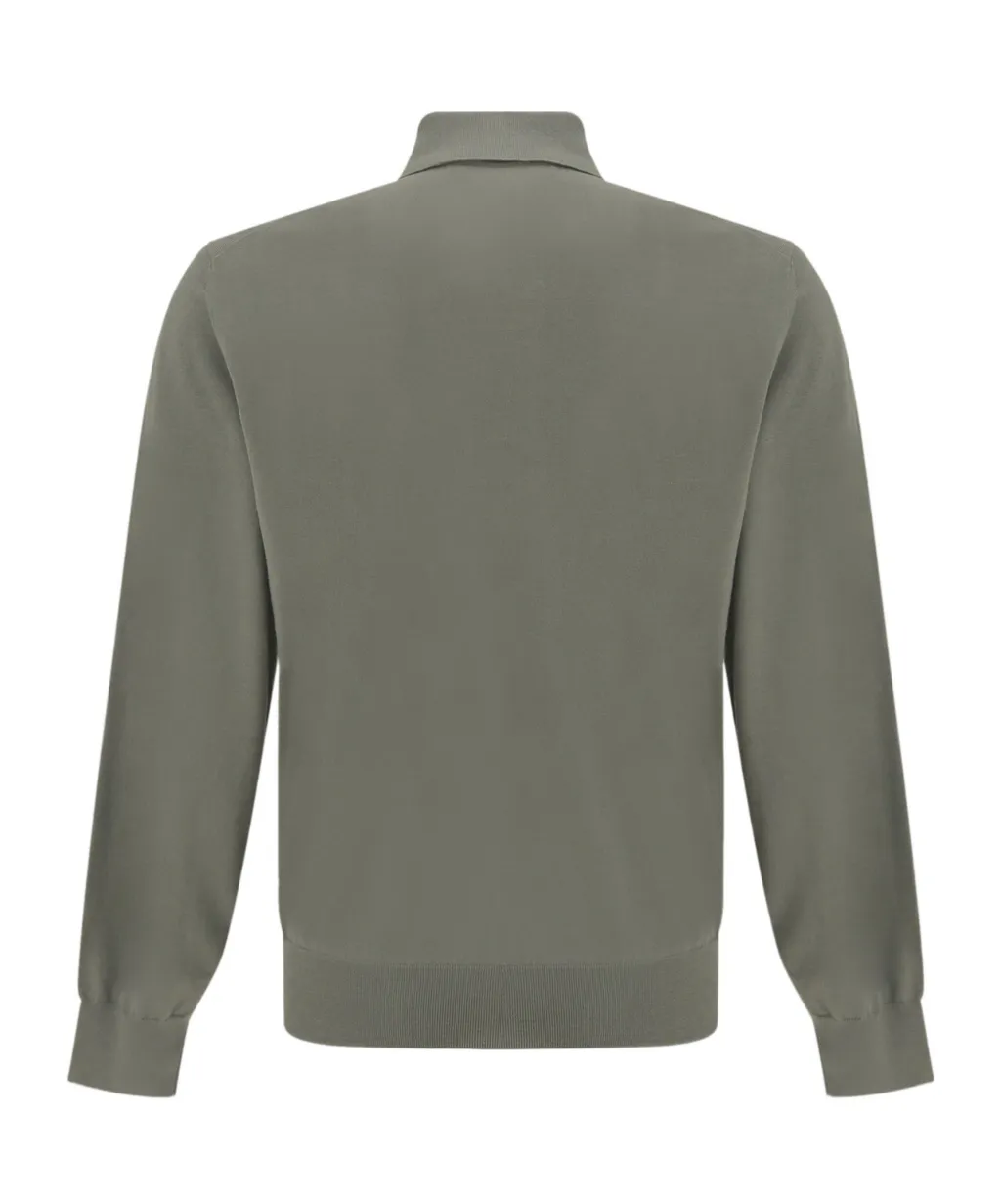 Long-Sleeve Knitted Polo Shirt