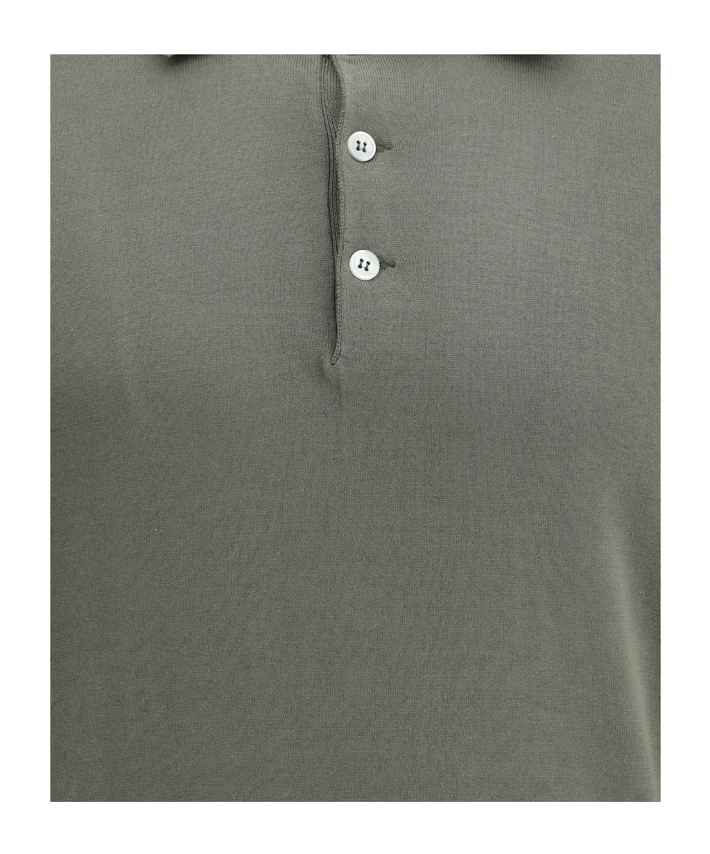 Long-Sleeve Knitted Polo Shirt