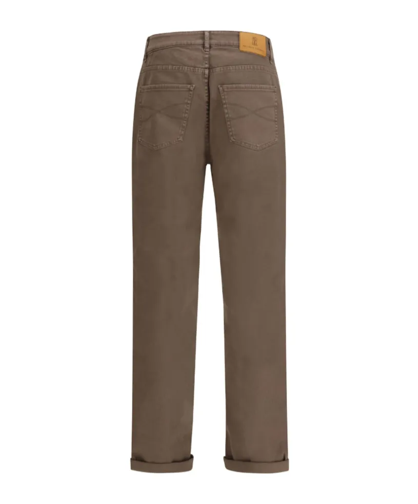 Brunello Cucinelli Logo Patch Straight-Leg Jeans