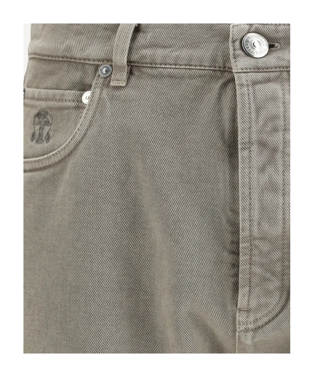 Brunello Cucinelli Garment-Dyed Iconic Fit Five-Pocket Trousers
