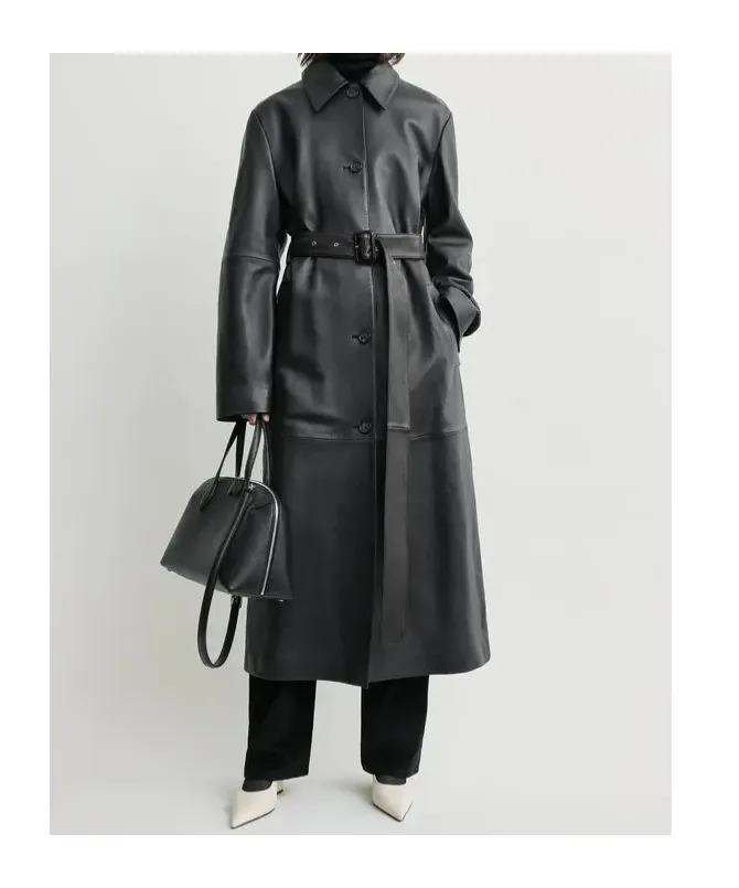 Belted Leather Coat