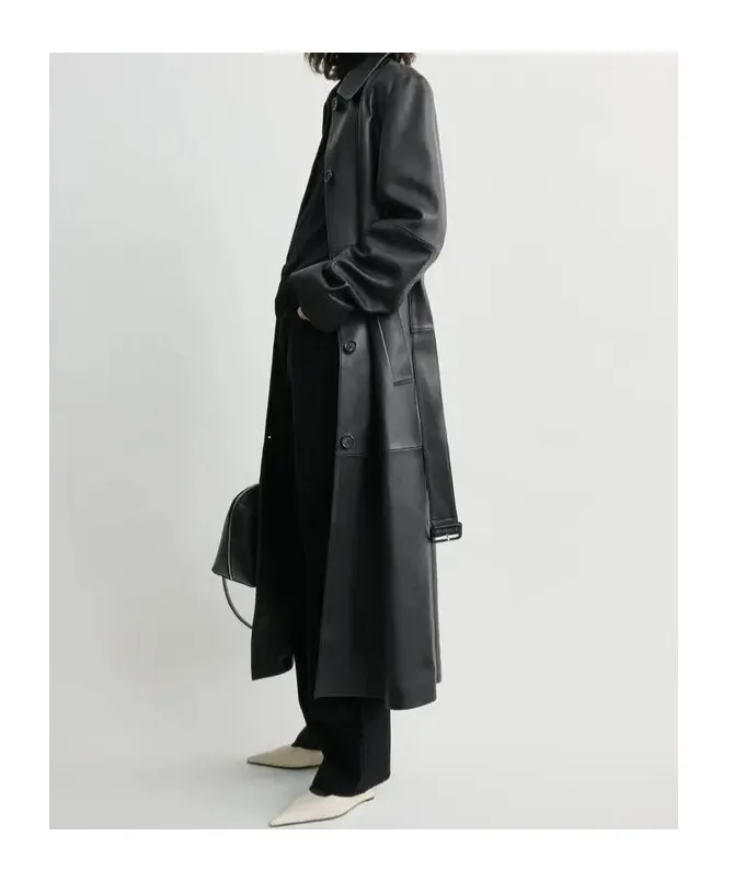 Belted Leather Coat