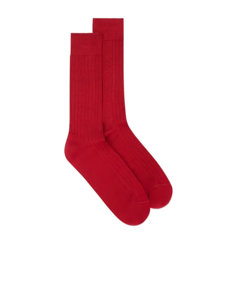 Versace Logo Embroidered Socks