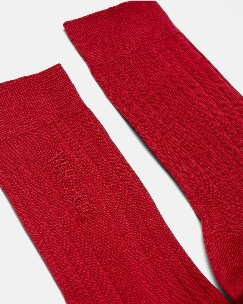 Versace Logo Embroidered Socks