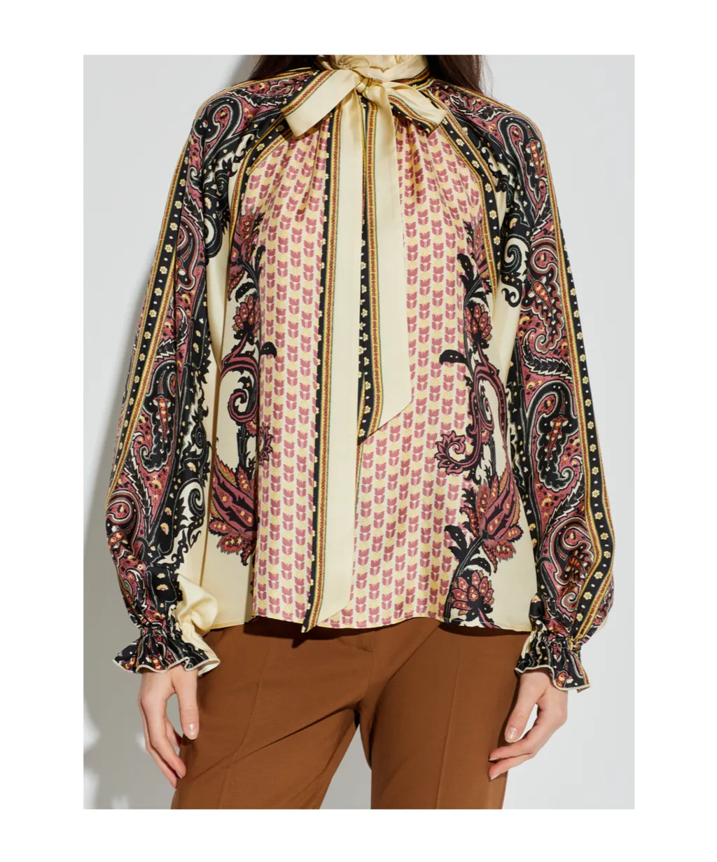 Etro Scarf And Floral Geometric Motif Twill Blouse