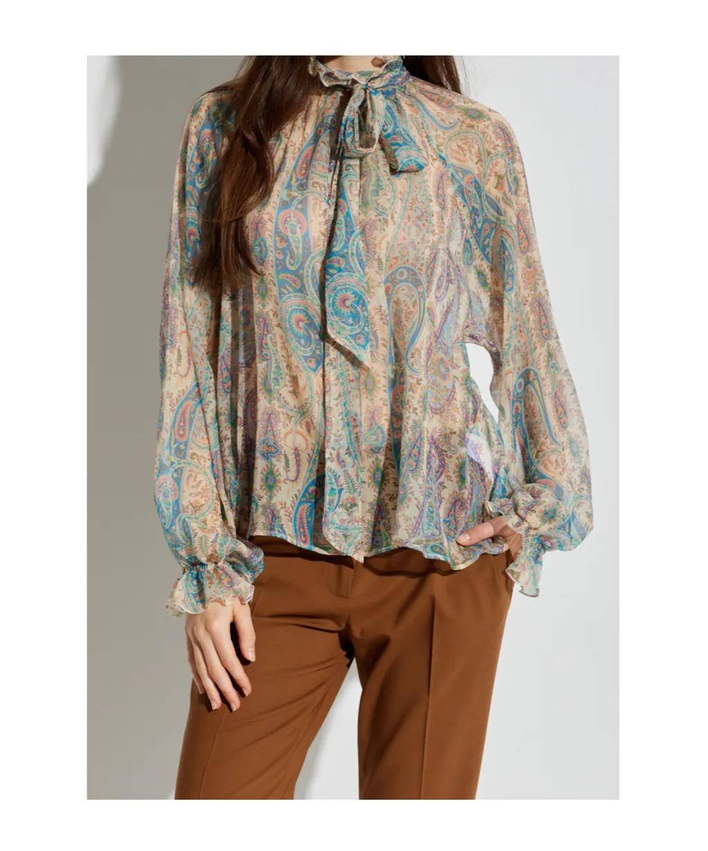 Etro Scarf-Detailed Long Sleeved Shirt