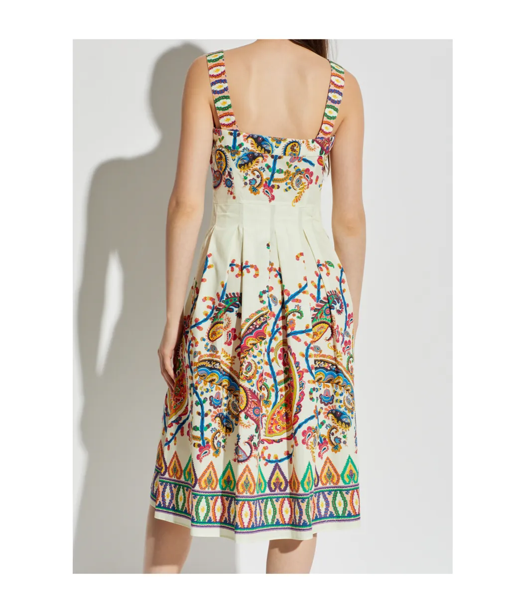 Etro Paisley-Printed Pleated Midi Dress