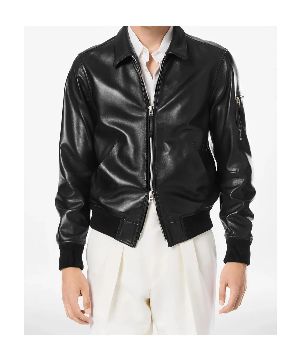 Front Zipper Leather Jacket