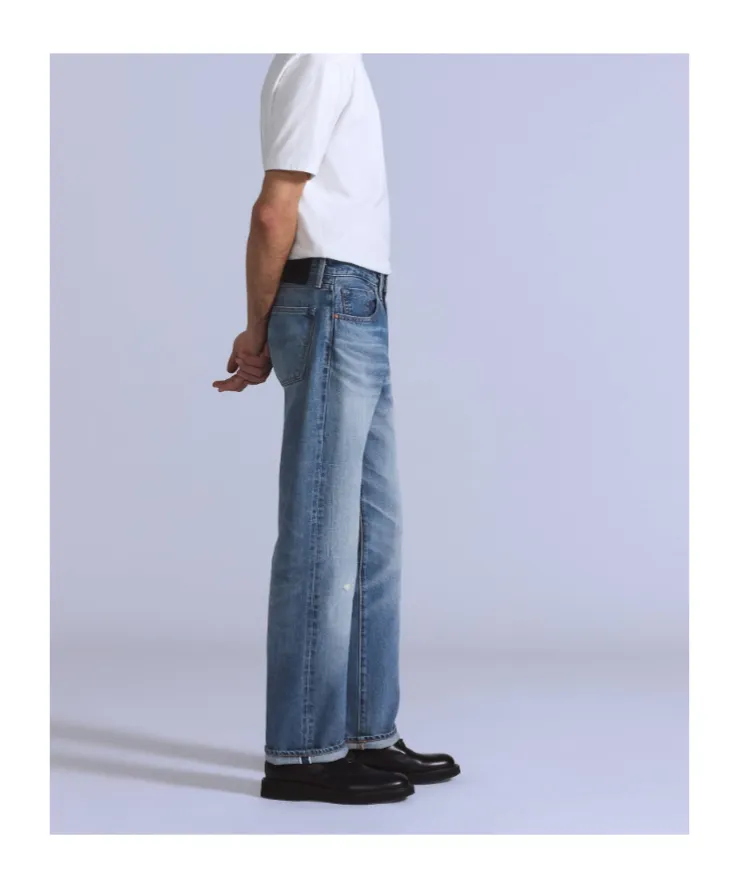Distressed Belt-Loop Jeans