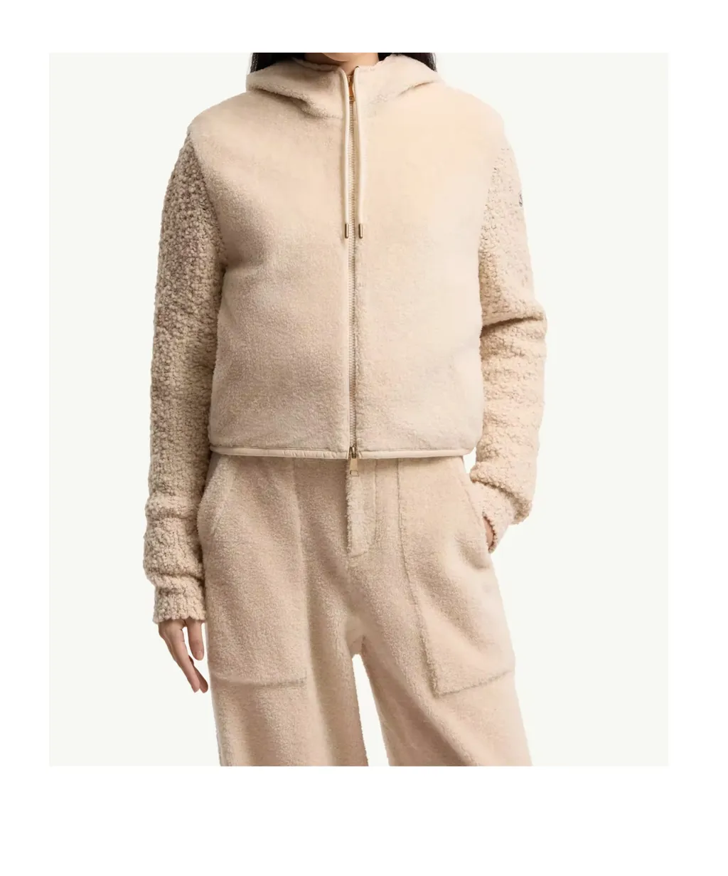 Moncler Bouclé & Teddy Zip-Up Hoodie