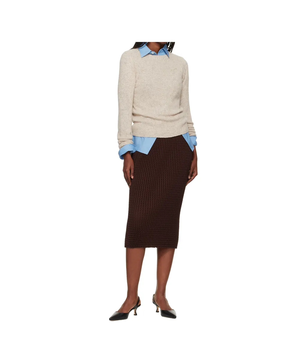 Textured Knit Midi Skirt